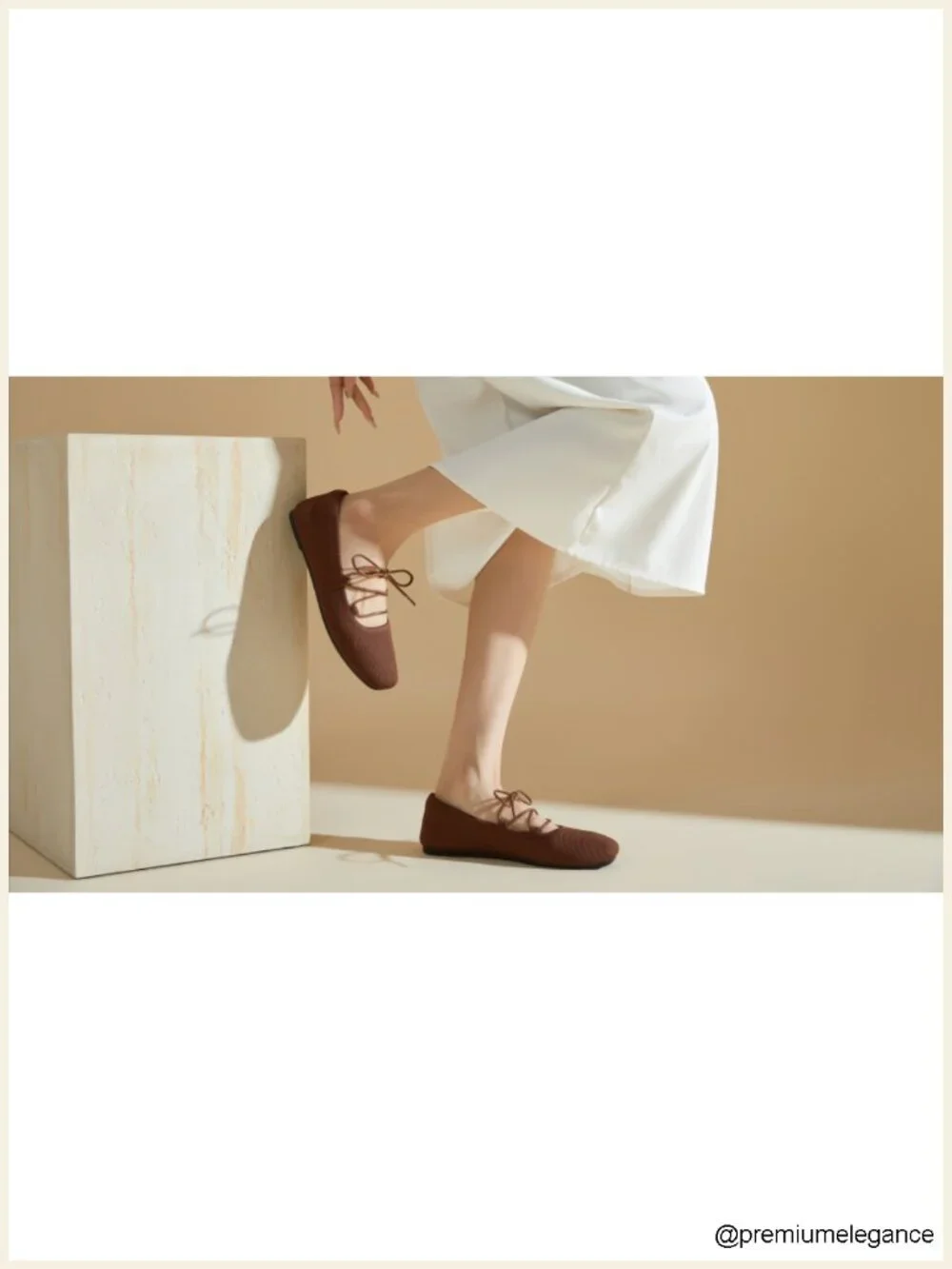 Lace Up Mary Jane Ballet Flats with Memory Foam Insole Wide Toe Square Toe Knit